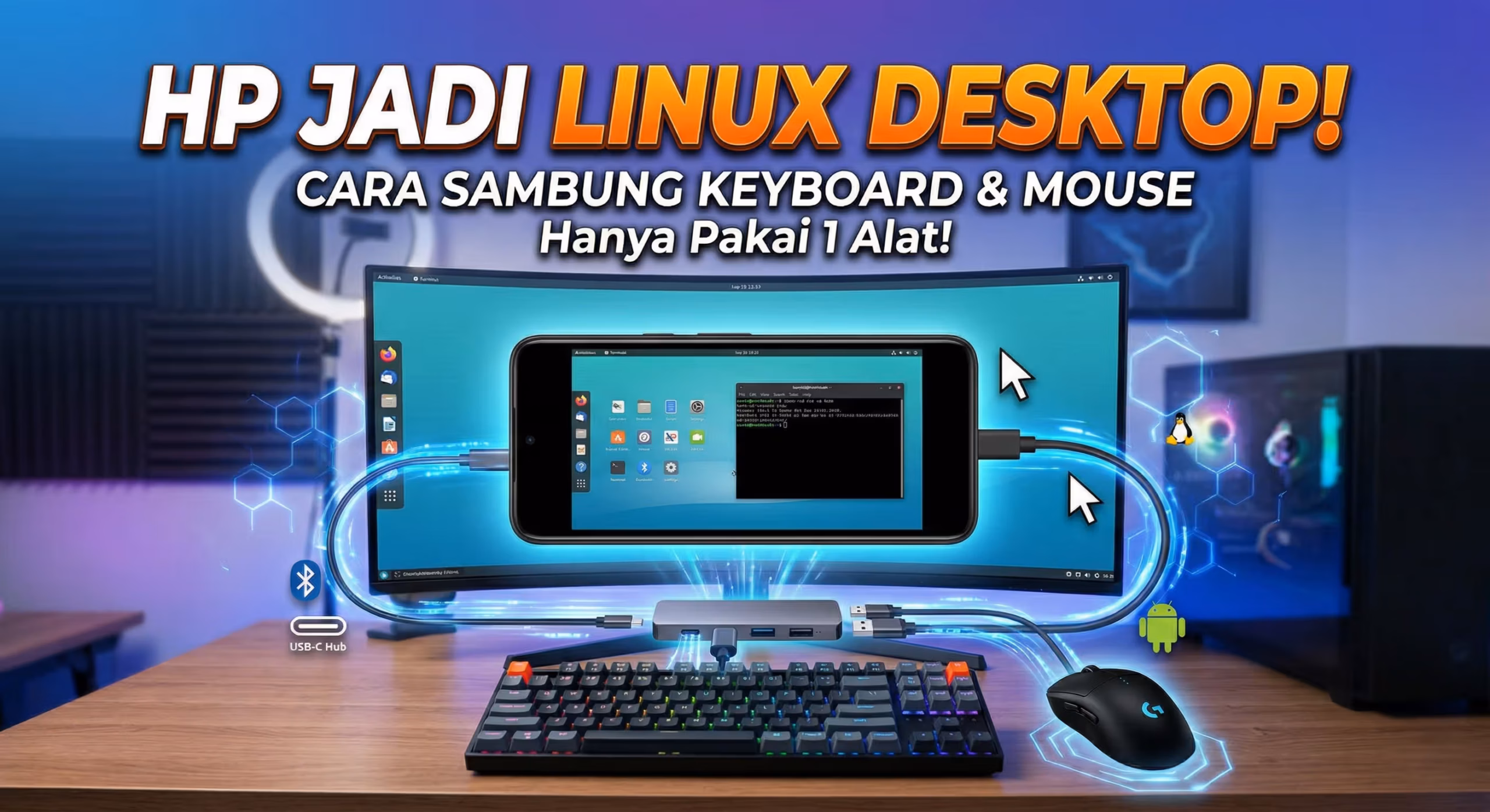 Cara Sambung Keyboard & Mouse ke HP Buat Desktop Linux